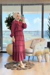 02-2508 Eteği Dantel Detaylı Takım Bordo