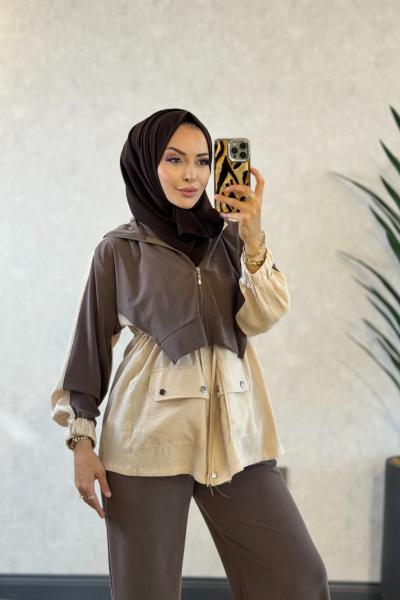 033 Lacoste Tencel Takım Kahve