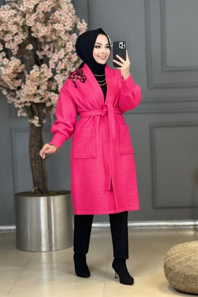 2002 Pullu Kaşe Kaban Fuşya