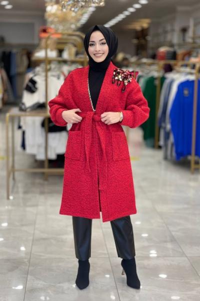 2002 Pullu Kaşe Kaban Kırmızı