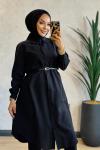 1009-2 Londra Keten Tunik Siyah