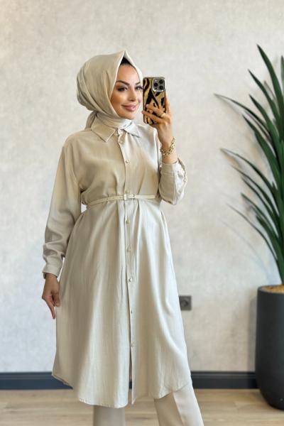 1009-2 Londra Keten Tunik Bej