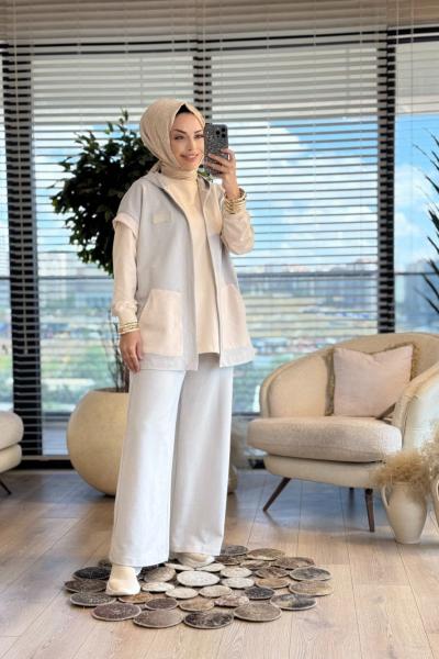 10726 Cebi Ribana Yelekli 3lü Takım Gri