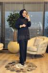 10766 Etek Ucu Dantelli Tunik Siyah