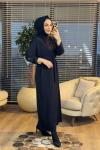 12671 Sol Kolu Çıtçıtlı Elbise Siyah