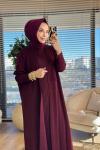 142 Kolsuz Elbise Üstü Hırka İkili Takım Bordo