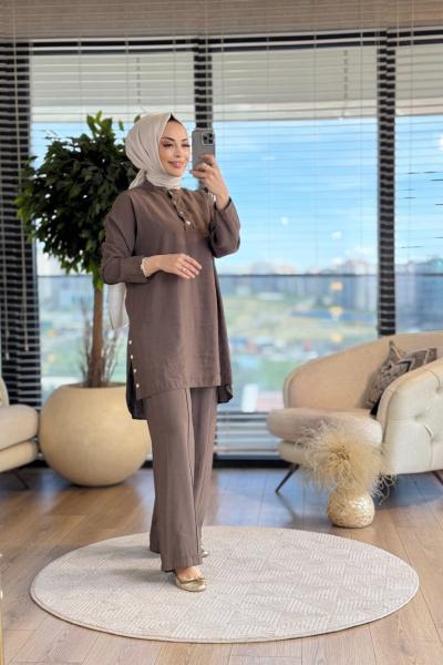 14309 Patı Ve Yanları Çıtçıtlı Takım Kahve