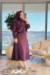 14377 Gold Çıtçıtlı Etekli Takım Bordo