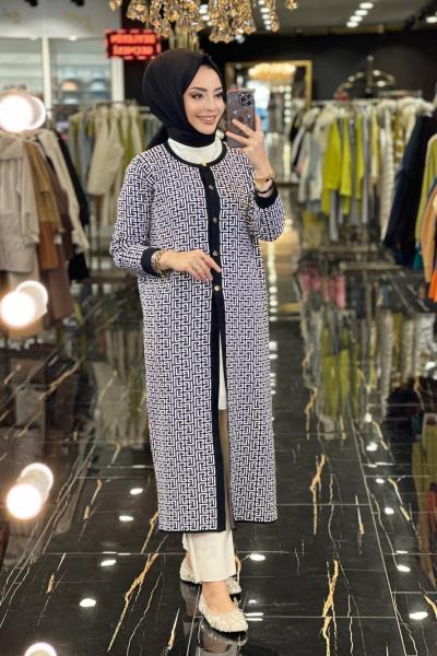 163 Desenli Fendi Hırka Siyah