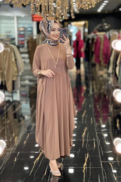 1686 Tuğçe Elbise Latte