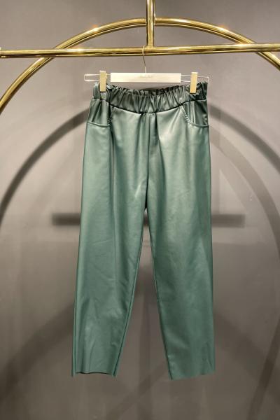 18135 Deri Pantolon Zümrüt