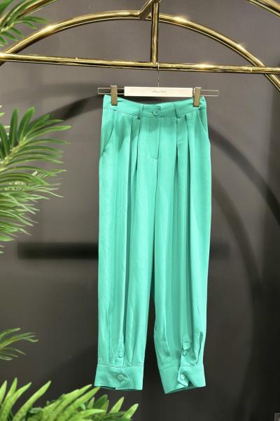 18160 Paçası 2 Çıtçıtlı Pantolon Yeşil