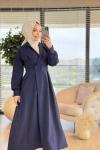 20674 Ön İki Düğmeli Elbise Lacivert
