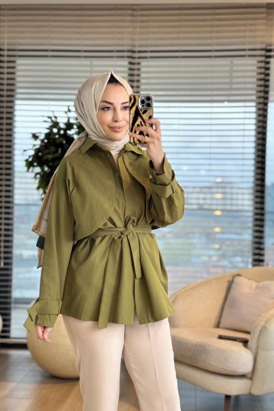 20759 Ön Parça Detaylı Gömlek Haki