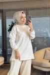 2123 Önü Kordonlu Tunik Ekru