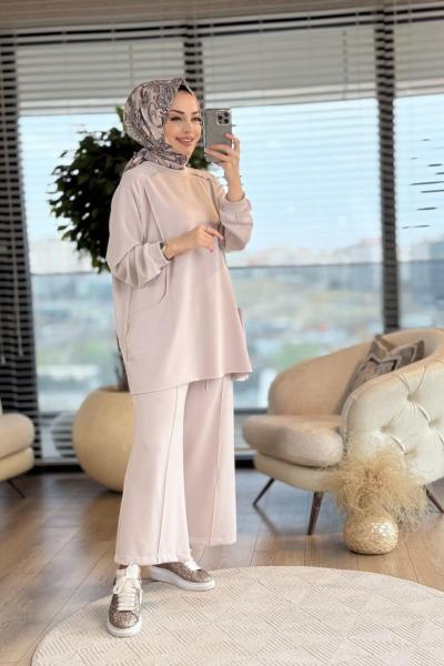 22629 Osyho Ön Cep Ve Dikiş Detaylı Takım Bej