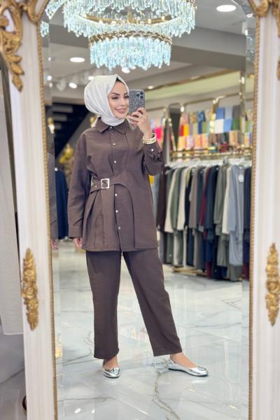 22688 Yandan Toka Parçalı Takım Kahve