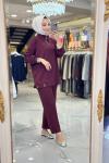 22748 Etek Ucu Metal Pat Fermuarlı Takım Bordo