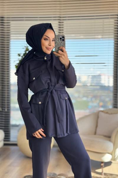 22764 Önü Dört Cep Kapaklı Takım Lacivert