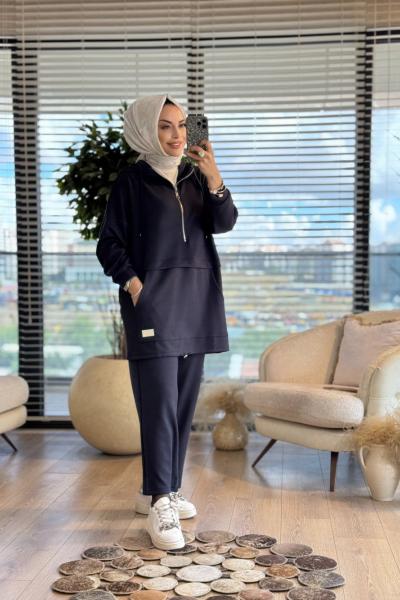 22775 Ön Parça Detaylı Ferm.Kapşonlu Takım Antrasit