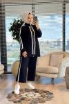 22787 Ön Kol Ve Pantolon Yanı Şeritli Takım Siyah