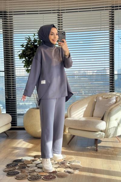 22809 Yanları Parça Ve Etiket Detaylı Takım Antrasit