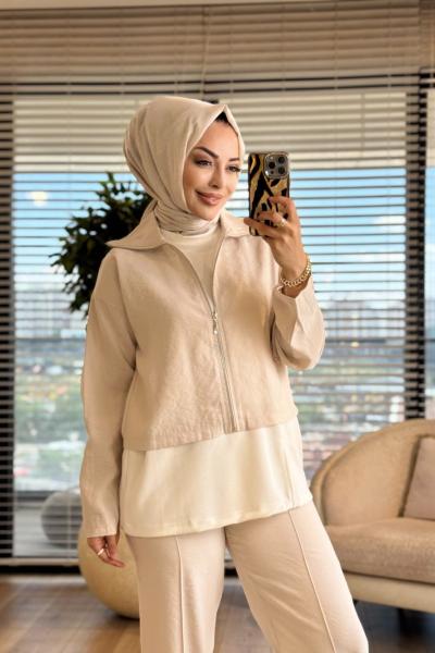 22881 Kolsuz İçlikli 3lü Takım Bej