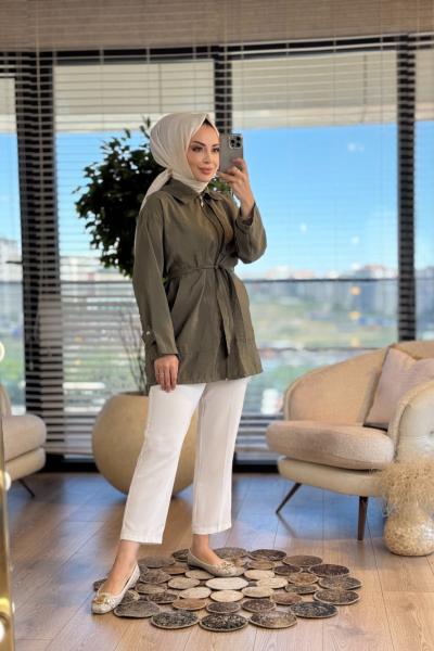 24304 Sağ Tarafı Parçalı Cepli Gömlek Haki