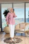 24331 Batik Omuz Parçalı Ön Fermuarlı Kap Pudra