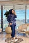25001 Varak Baskılı Angora Tunik Lacivert