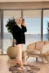 25006 Kendinden Kazyağı Desenli Hırka Siyah