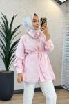 250352 İstanbul Kuşaklı Gömlek Pembe