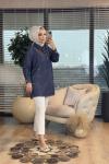 2527 Tencel Yanları Taş Detaylı Gömlek Lacivert
