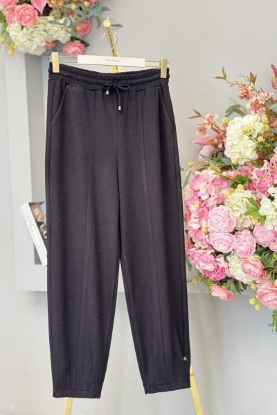 25503 Üstü Taş Baskılı Pantolon Siyah