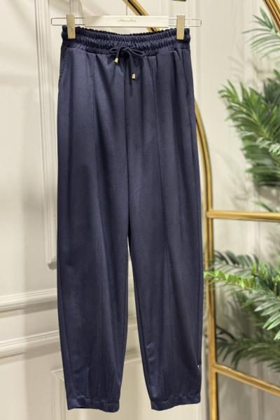 25551 Beli Lastikli Paçası Dikişli Pantolon Lacivert