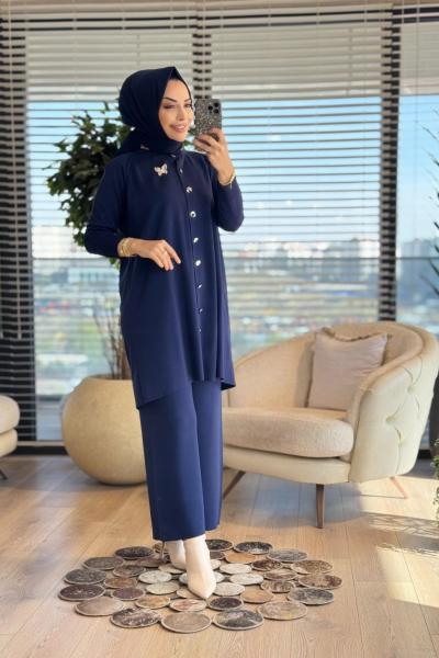 2560 Hırkalı Triko Takım Lacivert