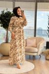 25609 Leila Desenli Elbise Kahve