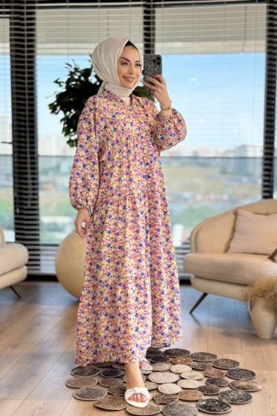 25EL562 Çitlembik Elbise Sarı