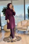 26010 Leylak Jakarlı Tunik Bordo