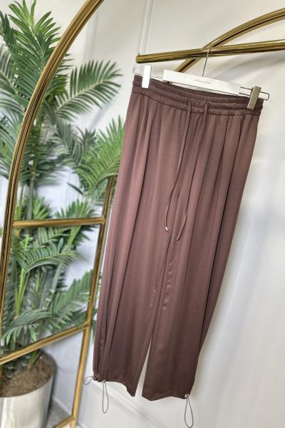 26084 Paçası Lastik Geçmeli Pantolon Kahve