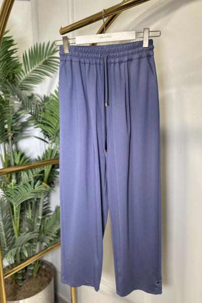 26085 Beli Lastikli Bağcıklı Pantolon İndigo
