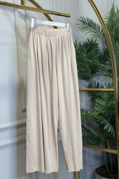 26089 Bol Paça Pileli Pantolon Bej