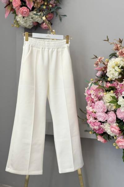 26096 Scuba Önü Dikişli Pantolon Ekru