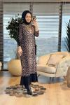 26212 Elmas Leopar Elbise Siyah Kahve