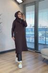 26452 Petek Desen Kapitone Yelek Kahve