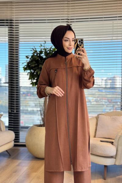 26602 Roba Parça Ön Ferm. Keten Takım Kahve