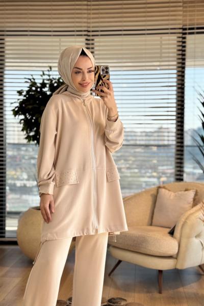 26622 Dilek Osyho Taşlı Takım Bej