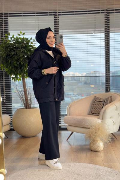 2740 Ön Kapitone Dikiş Detaylı Mont Siyah