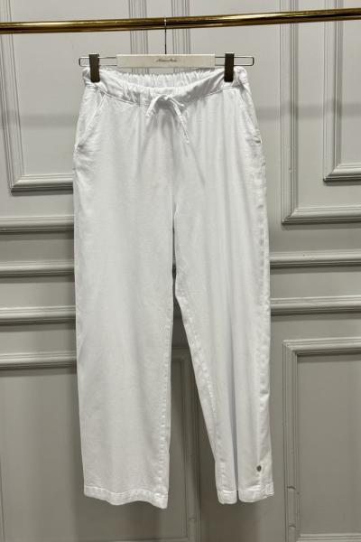 2773-2 Beli Bağcıklı Pantolon Beyaz