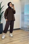 27QW1000 Önü Kuş Nakışlı Sweat Kahve